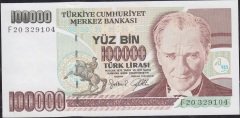 7.Emisyon 3.Tertip 100000 Lira F20 329104 Çil
