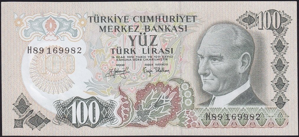 6.Emisyon 2.Tertip 100 Lira H89 169982 Çilaltı Çil