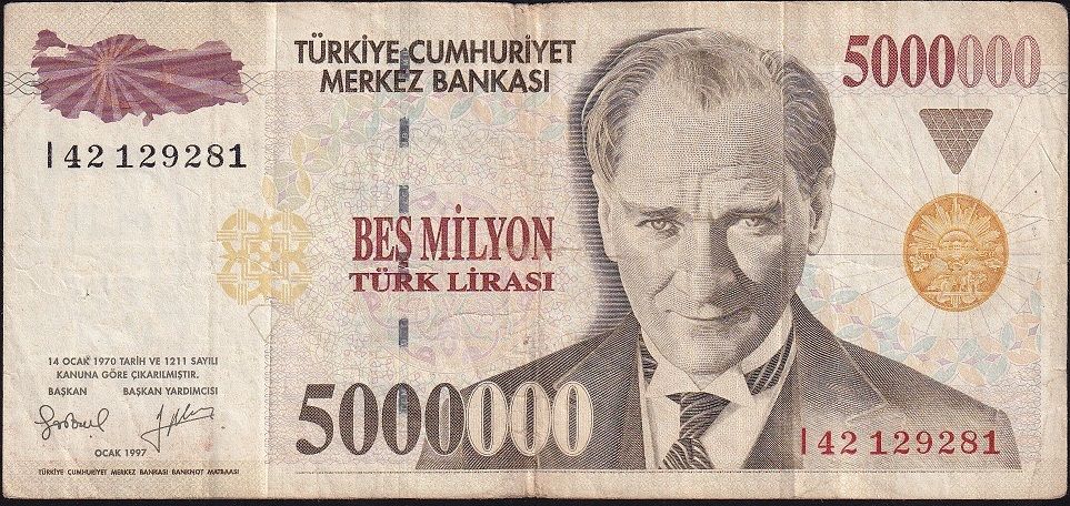 7.Emisyon 5 000 000 Lira I42 129281 Çok Temiz