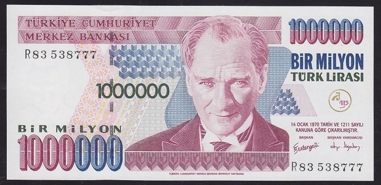 7.EMİSYON 3.TERTİP 1 000 000 LİRA R83 538777 ÇİL