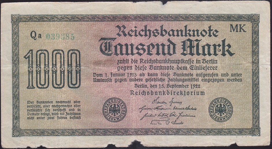 ALMANYA 1000 MARK 1922 HALİYLE