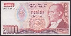 7.EMİSYON 1.TERTİP 20000 LİRA B83 626620 ÇÇT