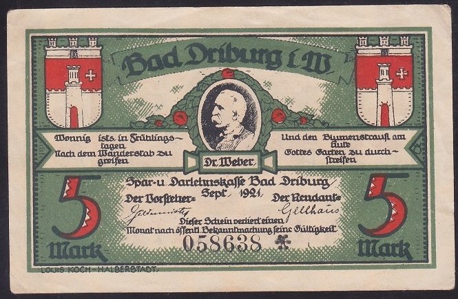 ALMANYA 5 MARK NOTGELD 1921 ÇİLALTI eski para değerleri