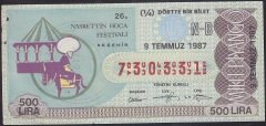 1987 9 TEMMUZ ÇEYREK BİLET - N-B SERİSİ