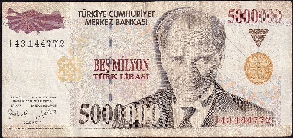 7.Emisyon 5 000 000 Lira I43 144772 Çok Temiz+