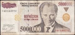7.Emisyon 5 000 000 Lira I43 144772 Çok Temiz+