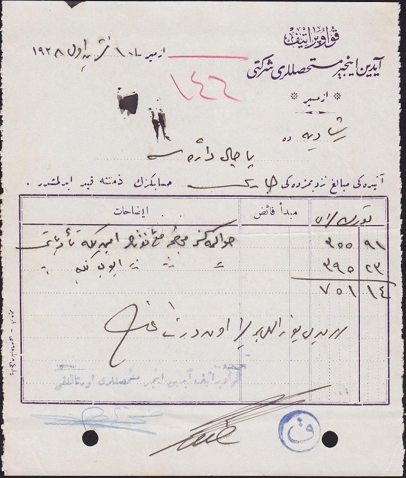 Osmanlıca Evrak Aydın 1928