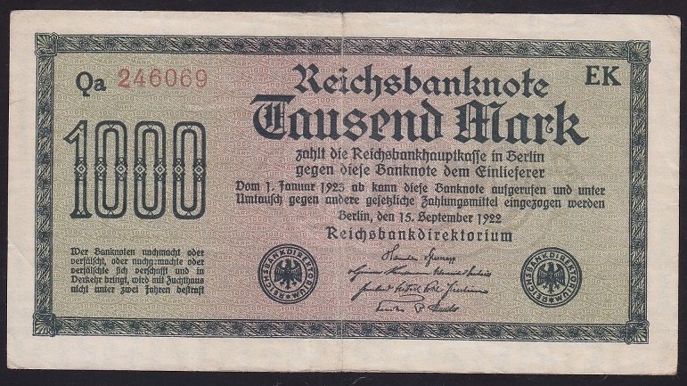 ALMANYA 1000 MARK 1922 ÇOK TEMİZ +
