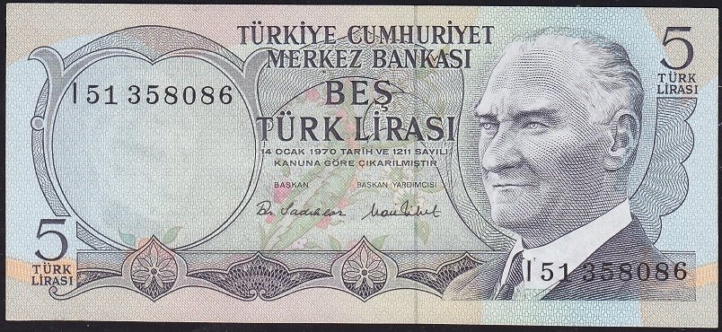 6.Emisyon 2.Tertip 5 Lira I51 358086 Çilaltı Çil
