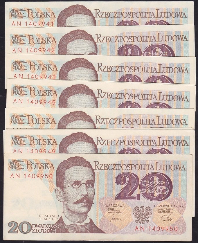 POLONYA 20 ZLOTY 1982 ÇİL SERİ TAKİPLİ (10 ADET)