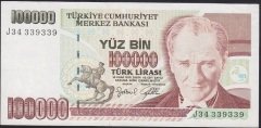 7.EMİSYON 3.TERTİP 100000 LİRA J34 339 339 ÇÇT TEKRARLAYAN NUMARA