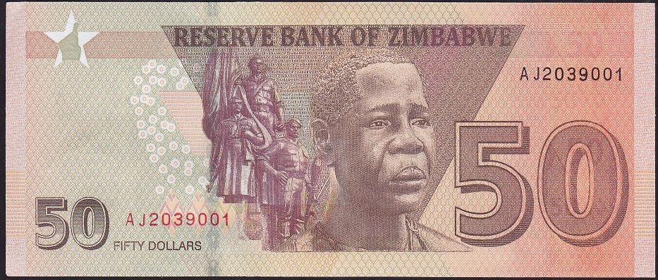 Zimbabwe 50 Dolar 2020 Çilaltı Çil Pick 105