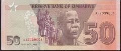 Zimbabwe 50 Dolar 2020 Çilaltı Çil Pick 105