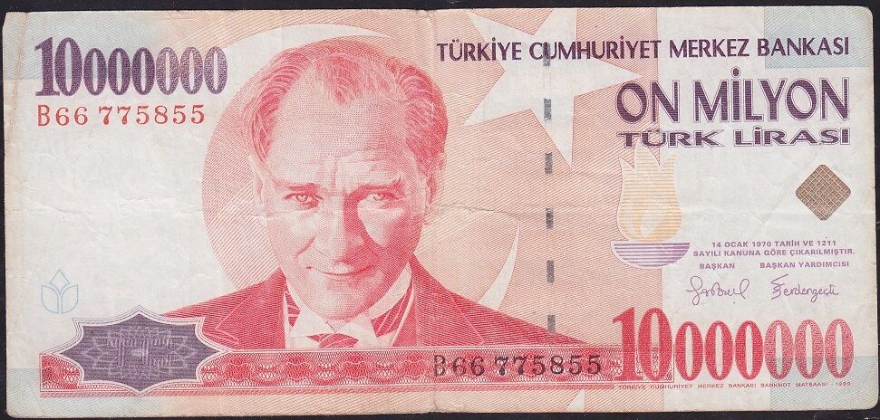 7.Emisyon 10.000.000 Lira B66 775855 Çok Temiz