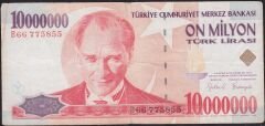 7.Emisyon 10.000.000 Lira B66 775855 Çok Temiz