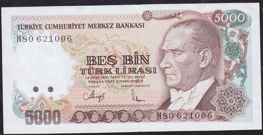 7.Emisyon 4.Tertip 5000 Lira H80 621006 Çilaltı Çil
