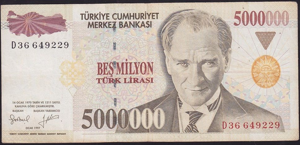 7.Emisyon 5 000 000 Lira D36 649229 Çok Temiz