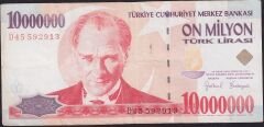 7.Emisyon 10000000 Lira D45 592913 Çok Temiz