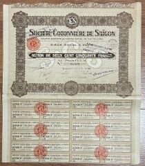 Hisse Senedi - Societe Cotonniere De Saigon 1924 - 1956 ( 37 X 32 cm )