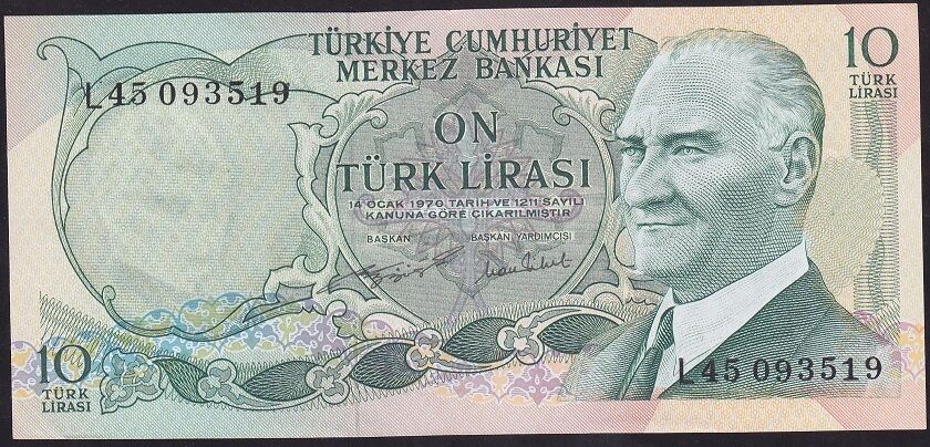 6.Emisyon 2.Tertip 10 Lira L45 093519 Çilaltı