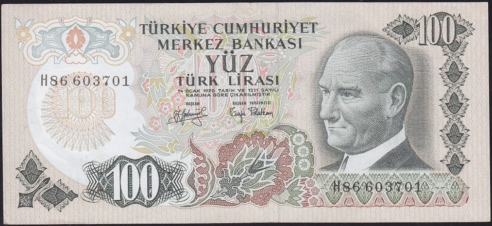 6.Emisyon 2.Tertip 100 Lira H86 603701 Çok Çok Temiz+