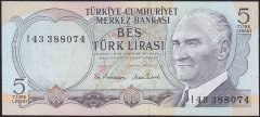 6.Emisyon 2.Tertip 5 Lira I43 388074 Çil