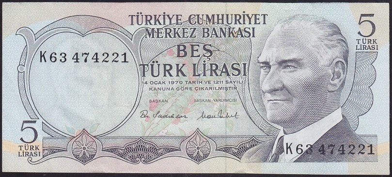 6.EMİSYON 2.TERTİP 5 LİRA K63 474221 ÇÇT +