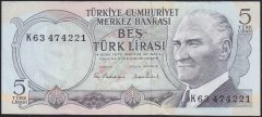 6.EMİSYON 2.TERTİP 5 LİRA K63 474221 ÇÇT +
