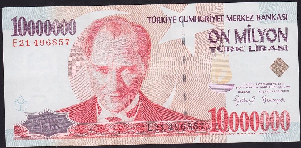 7.Emisyon 10 000 000 Lira E21 496857 Çok Temiz+