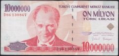 7.Emisyon 10000000 Lira D86 130867 Çok Temiz