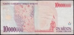 7.Emisyon 10000000 Lira D86 130867 Çok Temiz
