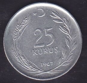 1967 Yılı 25 Kuruş Ters