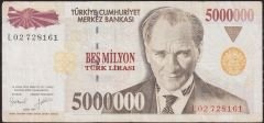 7.Emisyon 5 000 000 Lira L02 728161 Çok Temiz