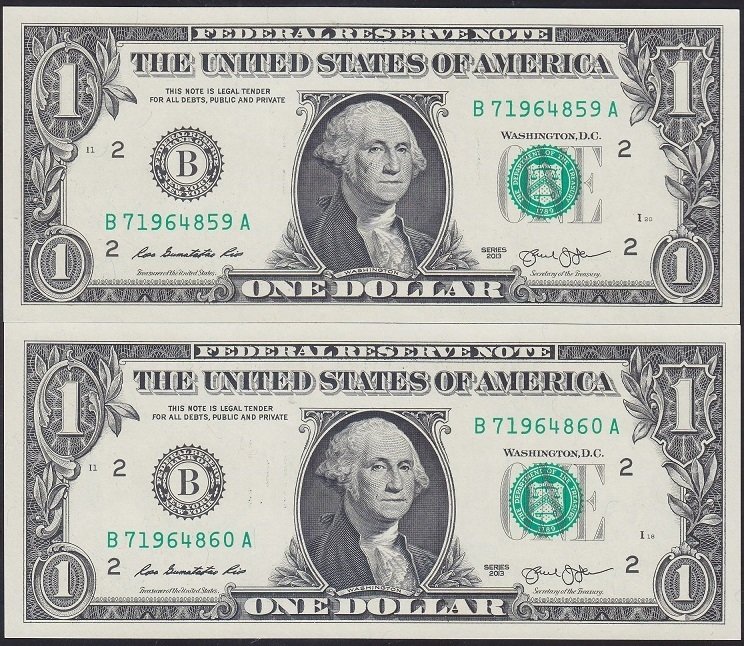 AMERİKA 1 DOLAR 2013 ÇİL SERİ TAKİPLİ 2 ADET