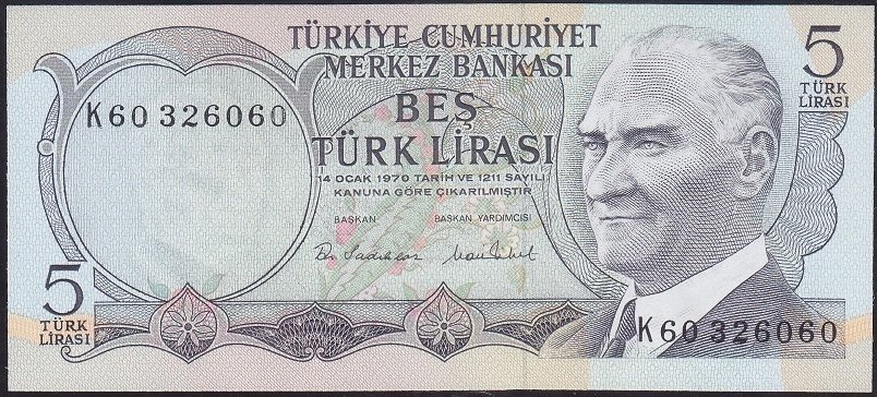6.EMİSYON 2.TERTİP 5 LİRA K60 326060 ÇİL