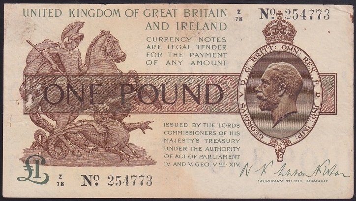 İNGİLTERE (İRLANDA) 1 POUND 1919 ÇOK TEMİZ (Z SERİSİ)