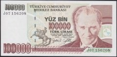 7.EMİSYON 3.TERTİP 100000 LİRA J07 156208 ÇİL