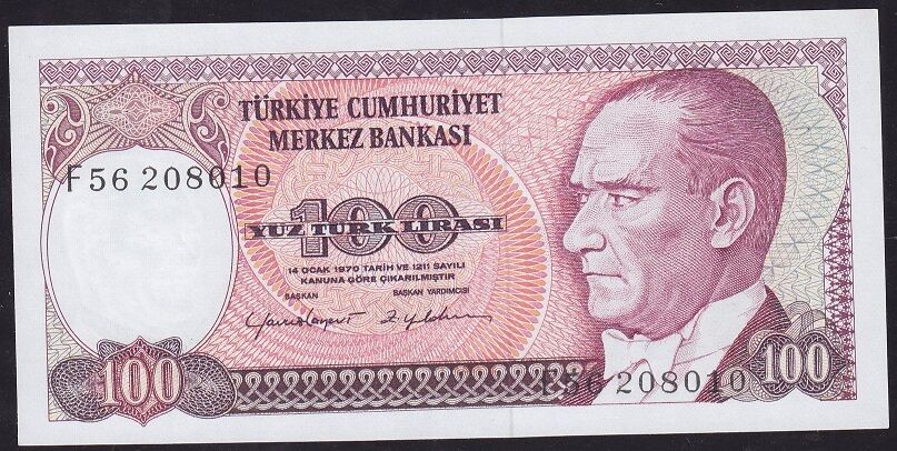7.Emisyon 2.Tertip 100 Lira F56 208010 Çil