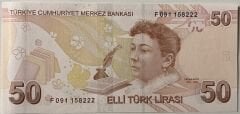 9.Emisyon 7.Tertip 50 Lira F091 158222 Çil