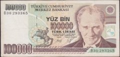7.Emisyon 1.Tertip 100000 Lira B30 293365 Çok Temiz
