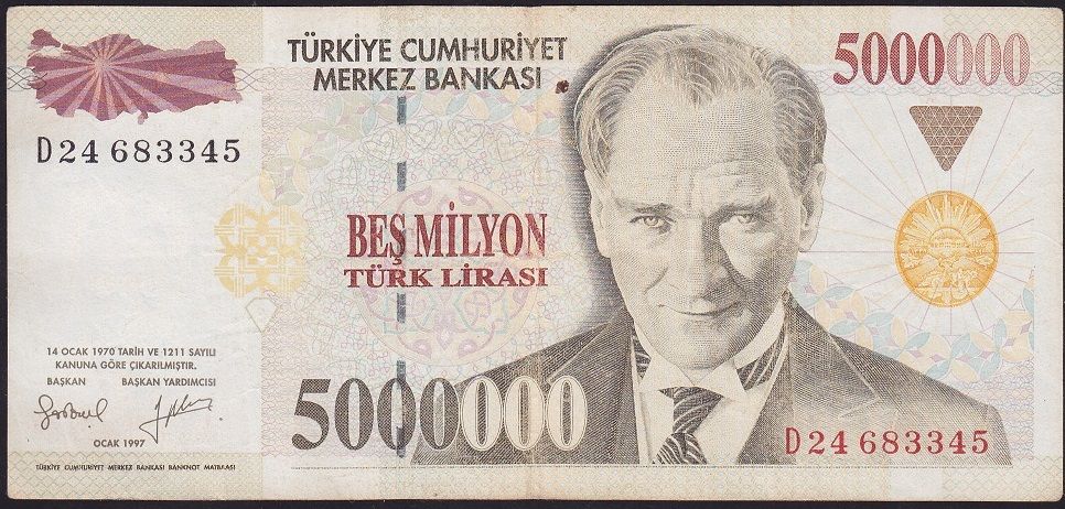 7.Emisyon 5 000 000 Lira D24 683345 Çok Temiz