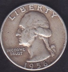 Amerika Çeyrek Dolar 1956D Gümüş