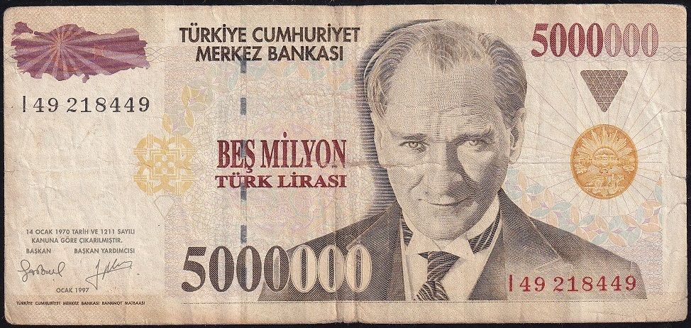 7.Emisyon 5 000 000 Lira I49 218449 Çok Temiz