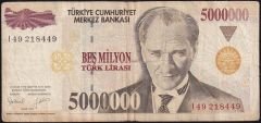 7.Emisyon 5 000 000 Lira I49 218449 Çok Temiz