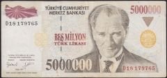 7.Emisyon 5 000 000 Lira D18 179765 Çok Temiz