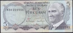 6.EMİSYON 2.TERTİP 5 LİRA K50 223751 ÇÇT