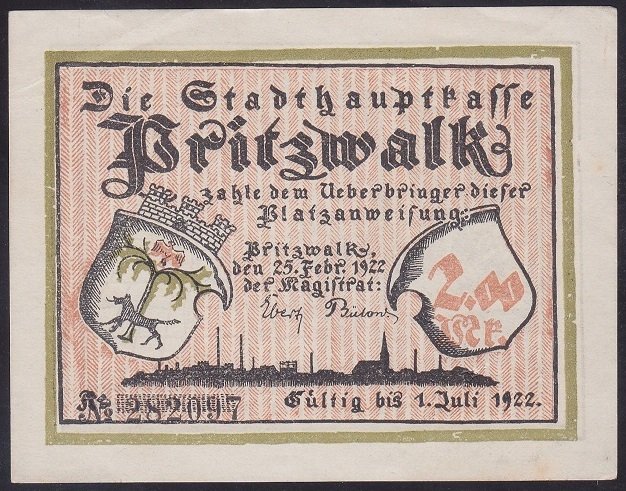 ALMANYA 2 MARK NOTGELD 1922 ÇİLALTI ÇİL