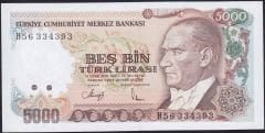 7.Emisyon 4.Tertip 5000 Lira H56 334393 Çil