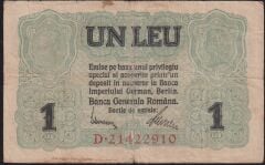 Romanya 1 Leu 1917 Çok Temiz Pick 3 - Alman İşgali