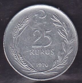 1970 Yılı 25 Kuruş